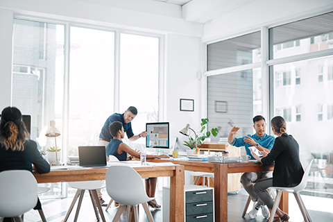 Employees in a modern office