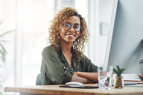 Lady at office desk